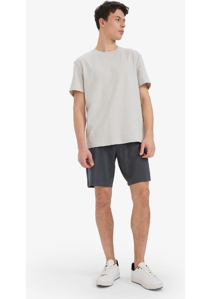 Slim Fit Dar Kesim Cepli Pamuklu Basic Düz Bermuda Şort W1105AZ25SP