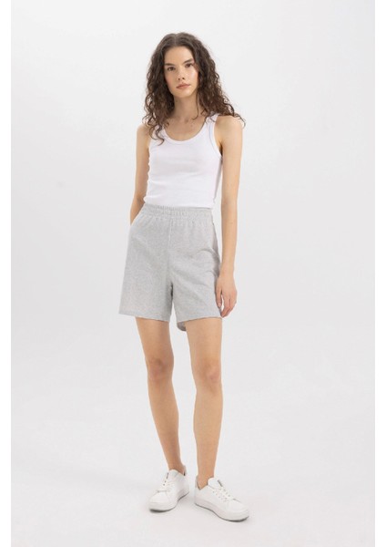 Regular Fit Basic Düz Bermuda Şort U4570AZNS