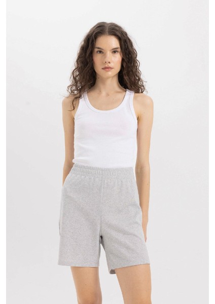 Regular Fit Basic Düz Bermuda Şort U4570AZNS