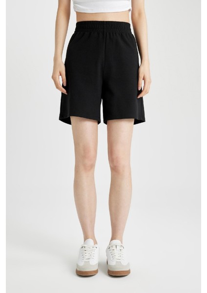 Regular Fit Basic Düz Bermuda Şort U4570AZNS