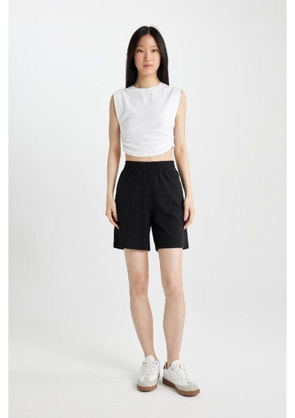 Regular Fit Basic Düz Bermuda Şort U4570AZNS