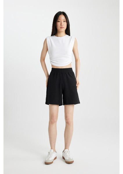 Regular Fit Basic Düz Bermuda Şort U4570AZNS