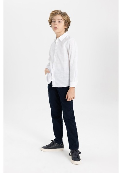 Erkek Çocuk Lacivert Düz Paça Gabardin Pantolon X4224A624SM