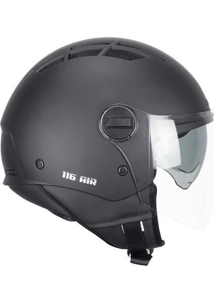 116A Aır Açık Kask Siyah Uzun Vizör+Güneş Vizörlü -L