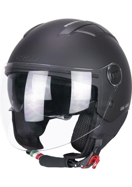 116A Aır Açık Kask Siyah Uzun Vizör+Güneş Vizörlü -L