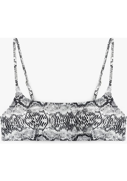 Hafif Destekli Yılan Desenli Ince Askılı Bralet Bikini Üstü