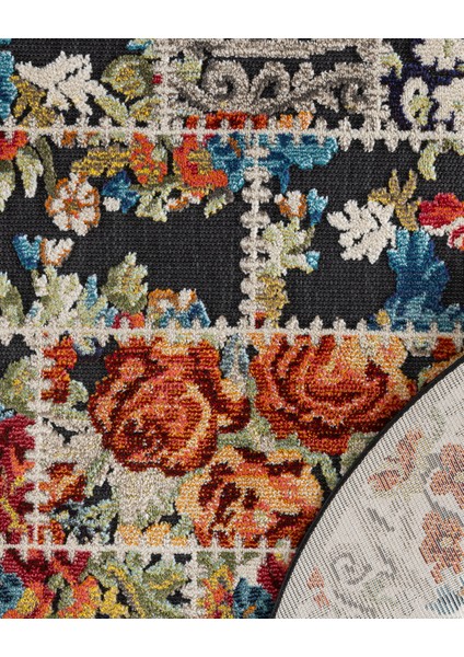 Noyers Daire Halı - Siyah/Kızıl Mavi - 160x160 cm fiyatları