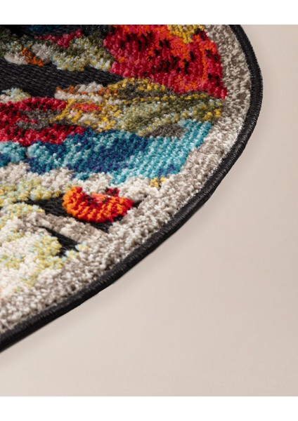 Noyers Daire Halı - Siyah/Kızıl Mavi - 160x160 cm modelleri