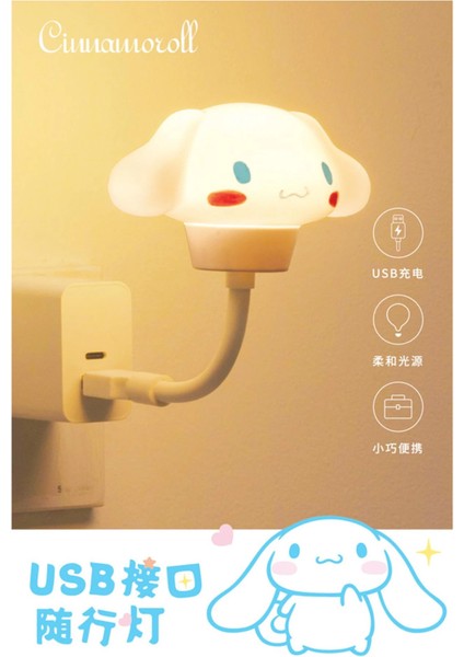 Sanrio Lisanslı Cinnamoroll USB Portlu Gece Lambası (Model: ALD-DB55)