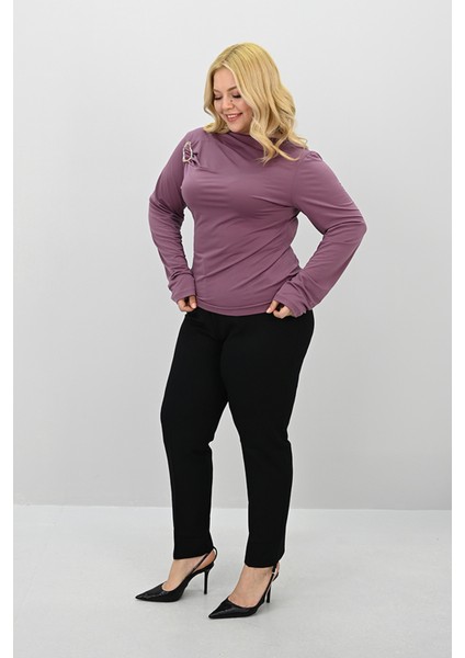Kadın Büyük Beden Aksesuar Detaylı Drapeli Bluz 1924-25 fırsatları