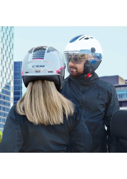 116G Aır Bıco Açık Kask Mavi-Beyaz Uzun Vizör+Güneş Vizörlü -S modelleri