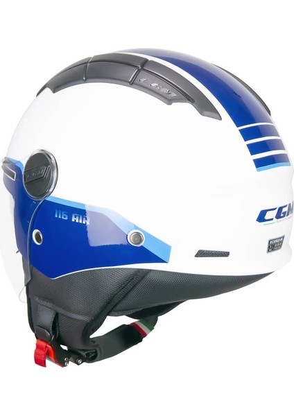 116G Aır Bıco Açık Kask Mavi-Beyaz Uzun Vizör+Güneş Vizörlü -S fırsatları