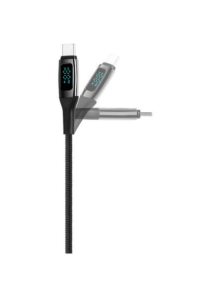 Alumicable LCD Usb-C – Usb-C 100W Pd/qc 150CM Hızlı Şarj/data Kablosu ,siyah