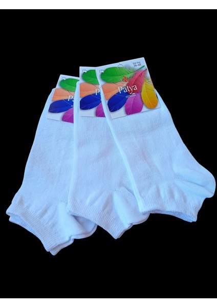 Bayan patik çorap 3'lü ekonomik paket sneakper patik beyaz çorap yumuşak esnek ÇKB3-1