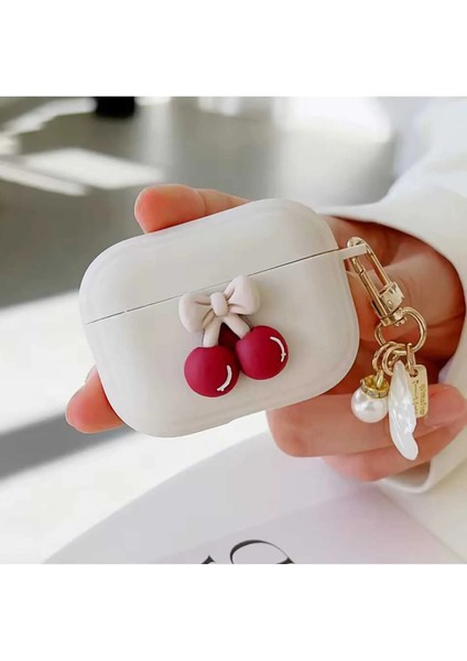 Airpods Kılıf - Kiraz Detaylı Airpods Koruyucu Kılıf (1-2 / Pro / Pro 2 / 3 / 4) Uyumlu indirimleri