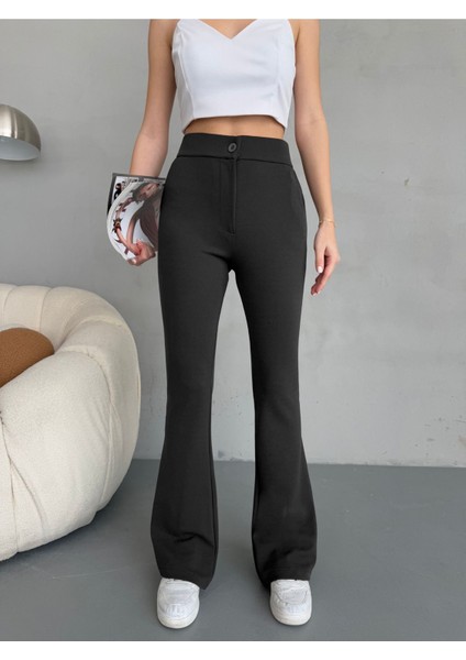 Kadın Yüksek Bel Ispanyol Paça Esnek Likralı Kumaş pantolon modelleri
