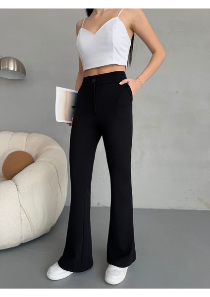 Kadın Yüksek Bel Ispanyol Paça Esnek Likralı Kumaş pantolon fiyatları