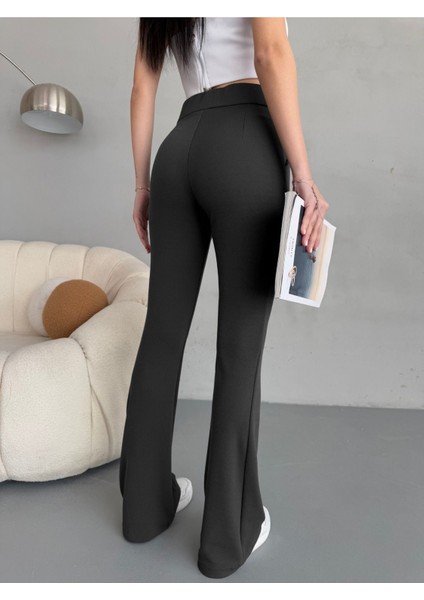 Kadın Yüksek Bel Ispanyol Paça Esnek Likralı Kumaş pantolon fırsatları