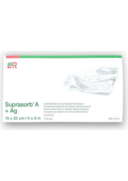 Suprasorb A + Ag Kalsiyum Aljinatlı ve Gümüşlü Örtü 10 x 20 cm - Ref 20572 - 5 Adet