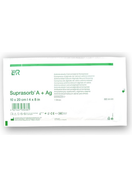 Suprasorb A + Ag Kalsiyum Aljinatlı ve Gümüşlü Örtü 10 x 20 cm - Ref 20572 - 5 Adet