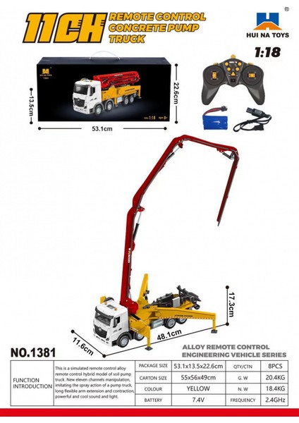 Yeni 1:18 Elektrikli Simülasyon Alaşım Mühendislik Araba Kamyon Uzaktan Kumandalı Oyuncaklar (Yurt Dışından)