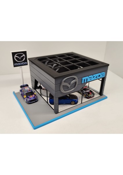 Mazda Diecast Showroom Garaj Diorama 1:64 Ölçek
