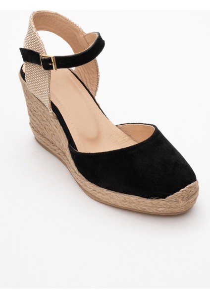 Sinta Siyah Süet Deri Kadın Dolgu Topuk Sandalet indirimleri