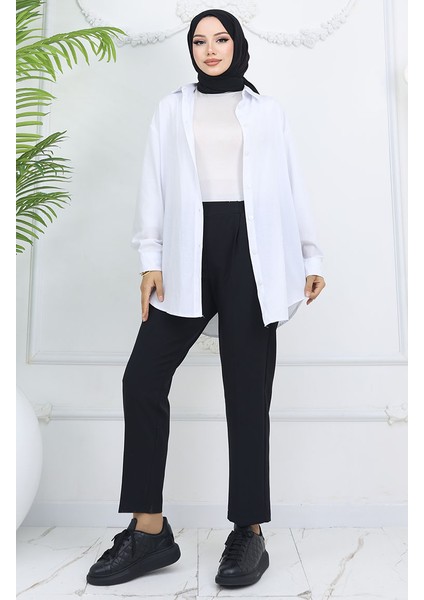 Beli Lastikli Havuç Pantolon 4002-01 Siyah