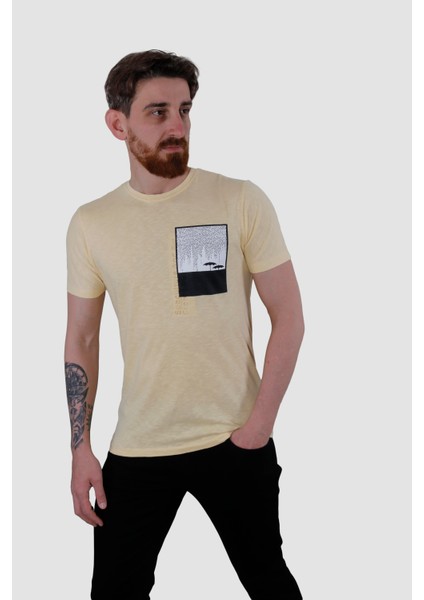 3148 Hsk Baskılı T-Shırt-Sarı