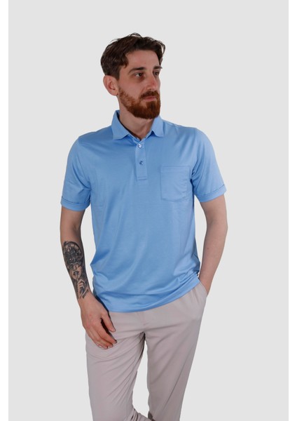 2510 Hsk Duz Polo Yaka T-Shırt-Mavi
