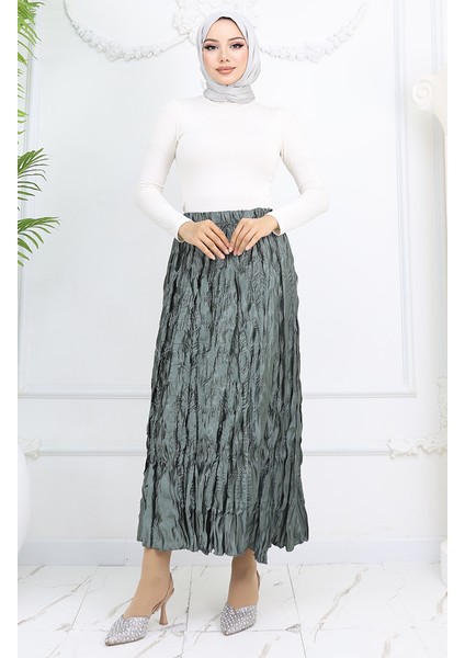 Beli Lastikli Saten Etek 0048-02 Küf Yeşili