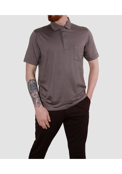 2510 Hsk Duz Polo Yaka T-Shırt-Kahve
