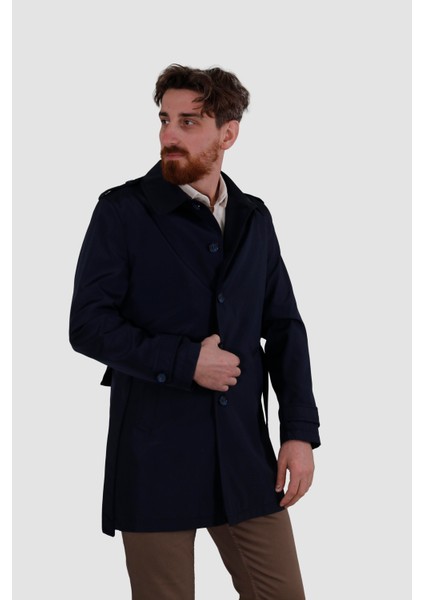 5068 Bebe Yaka Uzun Trenckot-Lacivert modelleri