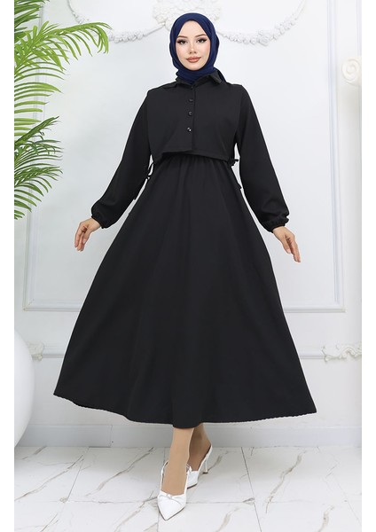 Gömlek Yaka Bolera Detaylı Elbise 81898-01 Siyah fiyatları