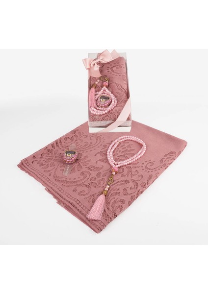 Tesbih + Dantelli Şal + Zikirmatik Hediye Seti (Kraft Asetat Kutulu, Pembe) fiyatları