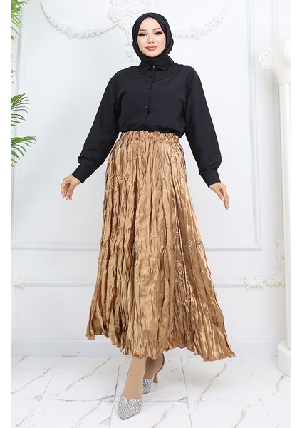 Beli Lastikli Saten Etek 0048-08 Hardal