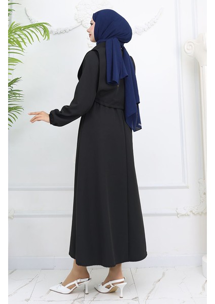 Gömlek Yaka Bolera Detaylı Elbise 81898-01 Siyah indirimleri