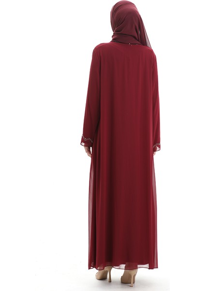 Büyük Beden Şifon Elbise 6163-02 Bordo indirimleri