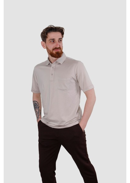 2510 Hsk Duz Polo Yaka T-Shırt-Bej