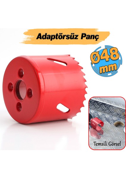 Bi Metal Panç Ø 48 mm Delik Açma Alçıpan Ahşap Pvc Delme Testeresi Adaptörsüz 1 Adet
