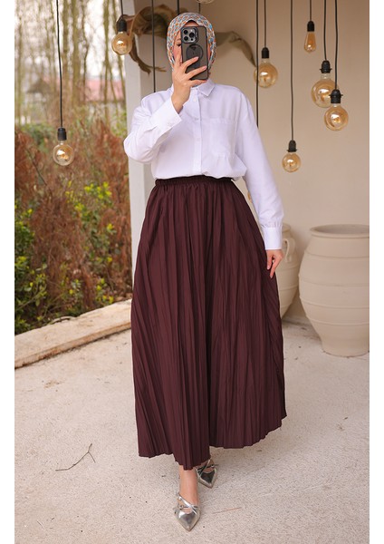 Beli Lastikli Piliseli Etek Etek 71268-03 Bordo