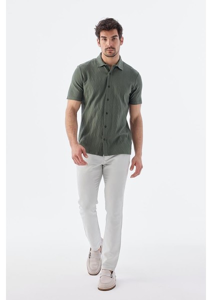 Haki Slim Fit Gömlek Yaka T-Shirt fiyatları