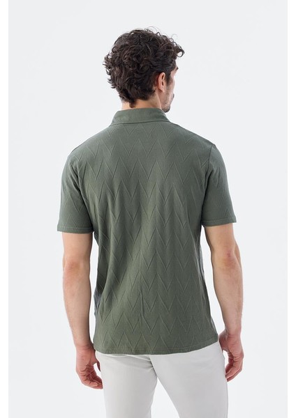 Haki Slim Fit Gömlek Yaka T-Shirt fırsatları