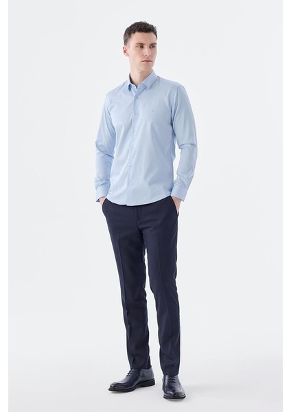 Düz Dar Kalıp - Slim Fit Mavi Gömlek fiyatları