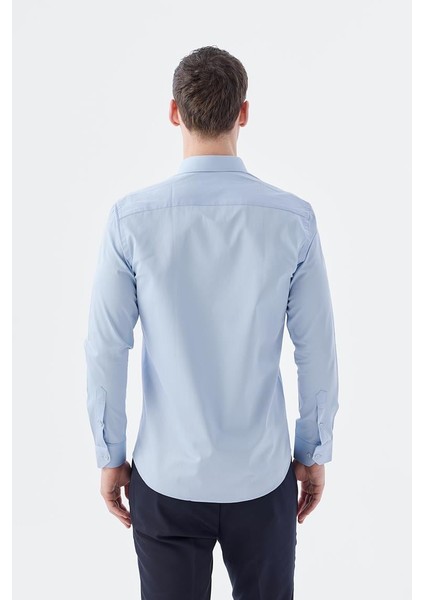 Düz Dar Kalıp - Slim Fit Mavi Gömlek indirimleri