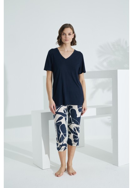 Bambu Soft Kumaş Kısa Kol Kapri Takım 71039