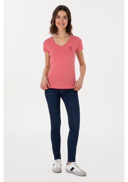 Kadın V Yaka Basic T-Shirt 2080797 modelleri