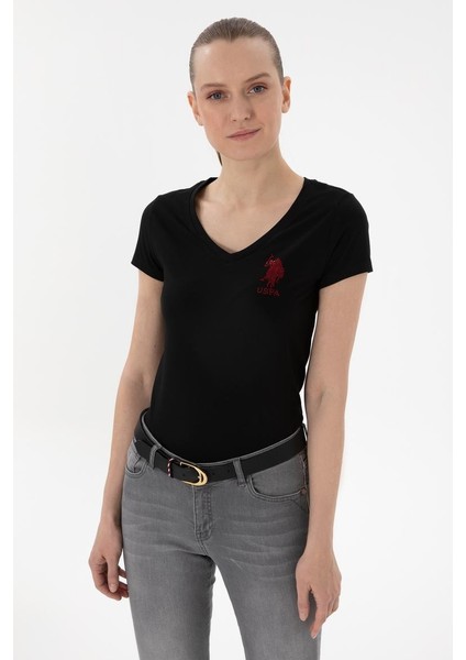 Kadın V Yaka Basic T-Shirt 2080797