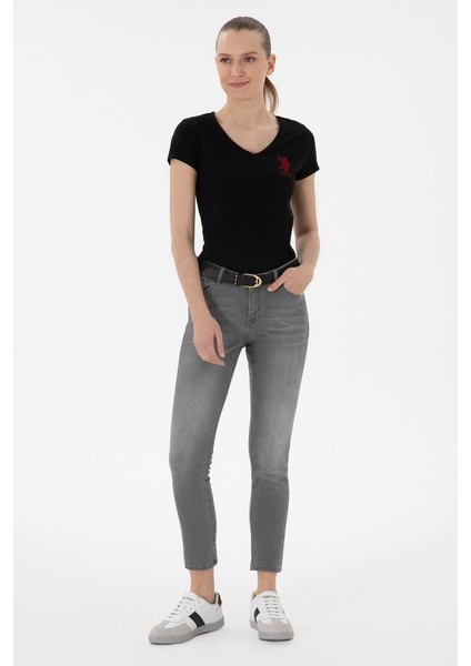 Kadın V Yaka Basic T-Shirt 2080797 modelleri