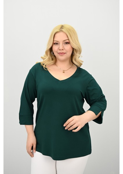 Kadın Büyük Beden Bantlı V Yaka Bluz 1919-25 fiyatları